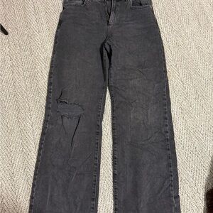 Garage Black Distressed Straight Leg Jeans